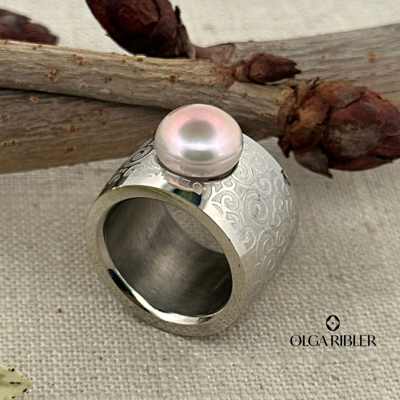 Olga Ribler Bagues: Edelstahl Ring mit Perle Grösse 58 – Neuf (Voir description) à Luzern par Schmuckoutlet 3