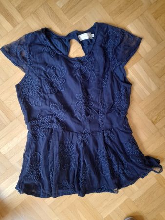 Bluse/Top mit Spitzenmuster (Cream, Grösse M)