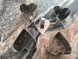 4er Set Apéro Former Herzform, Chromstahl mit Ausdrücker Top