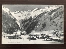 GÖSCHENEN im Winter, Teilansicht mit Kirche, Riental