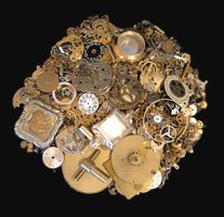 LOT alte Uhrenteile Steampunk ungereinigt ca. 1-35mm 120 Gr.
