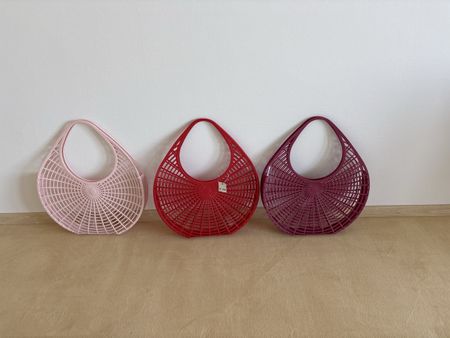 3 Vintage Kunststofftaschen Gitter Design 