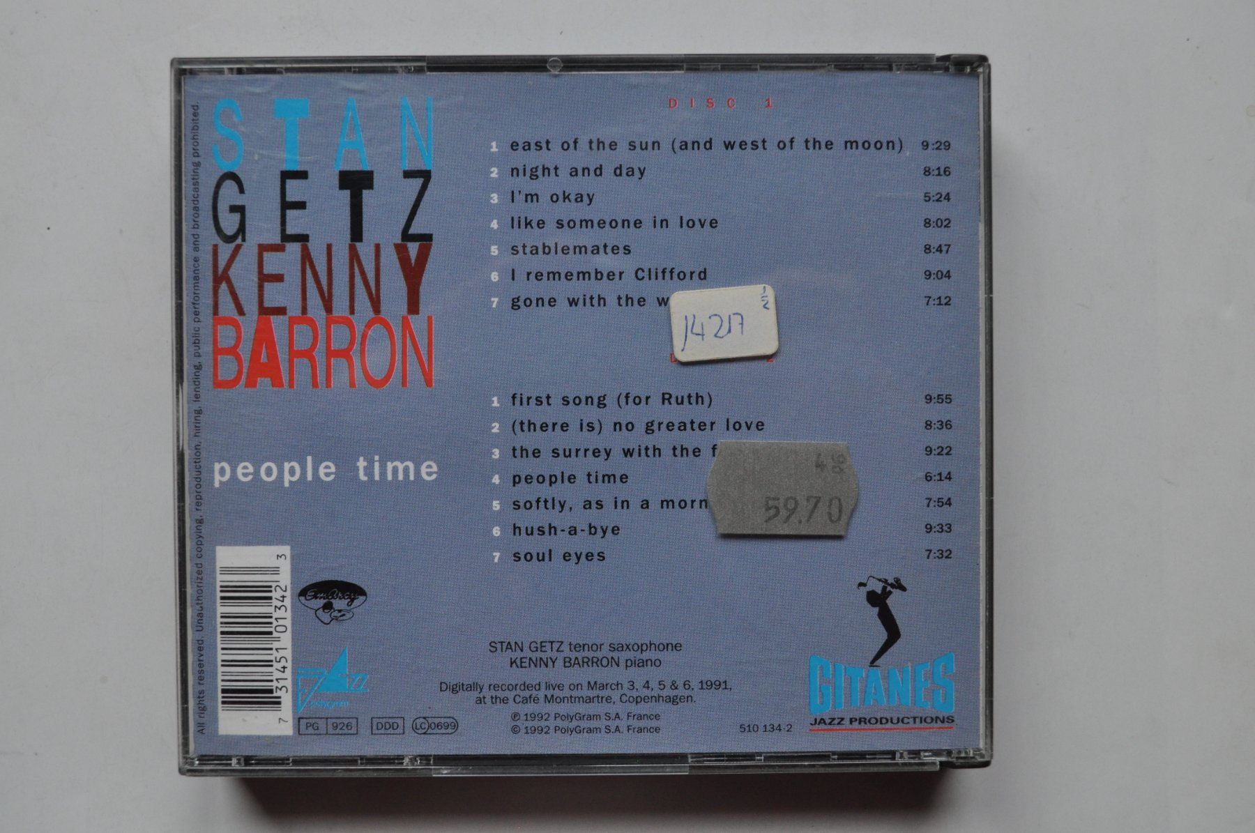 CD: Stan Getz, Kenny Barron - People Time 2CD – Usato da Marin-Epagnier venduto da Vinil68 1