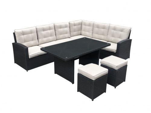 Gartensitzgruppen & Garnituren: Garten Lounge La Palma schwarz (Sitzecke – Neu und originalverpackt aus Herbertingen von jet-line-e-trade