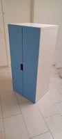 Kleiderschrank weiss/blau 2-türig mit Einlegeböden+Rückwand
