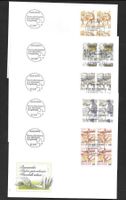 5 FDC 733/735/737-739 Teilserie Viererblöcke ET 10.3.1987