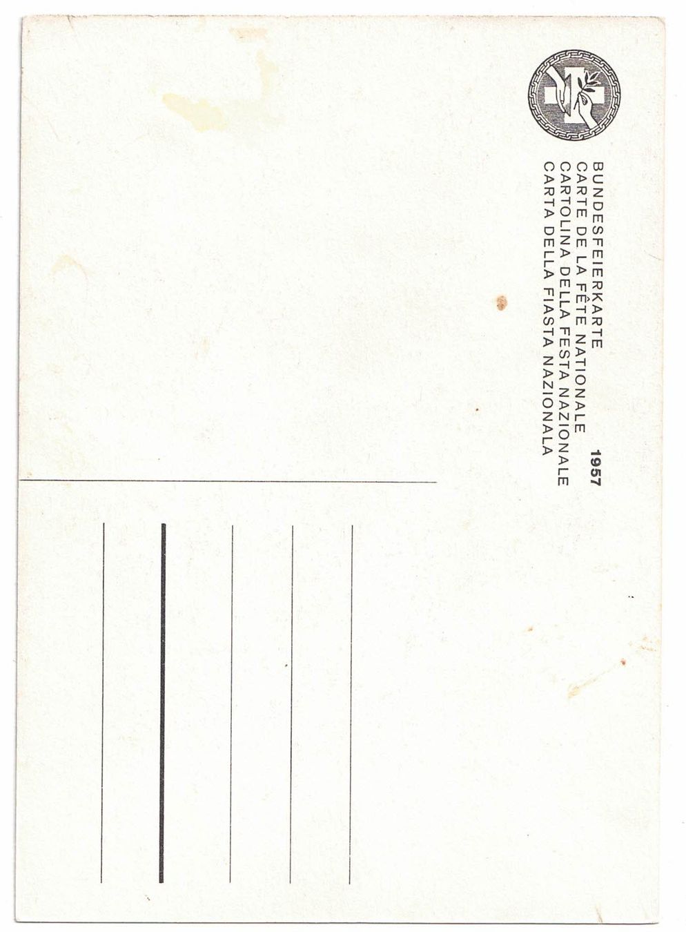 Ansichtskarten: Bundesfeierkarte 1957 – Gebraucht aus Ebnat-Kappel von fli_h5kc 1