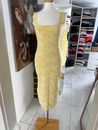 Zara Stretchkleid, Gelb, Blumenmuster, Grösse M