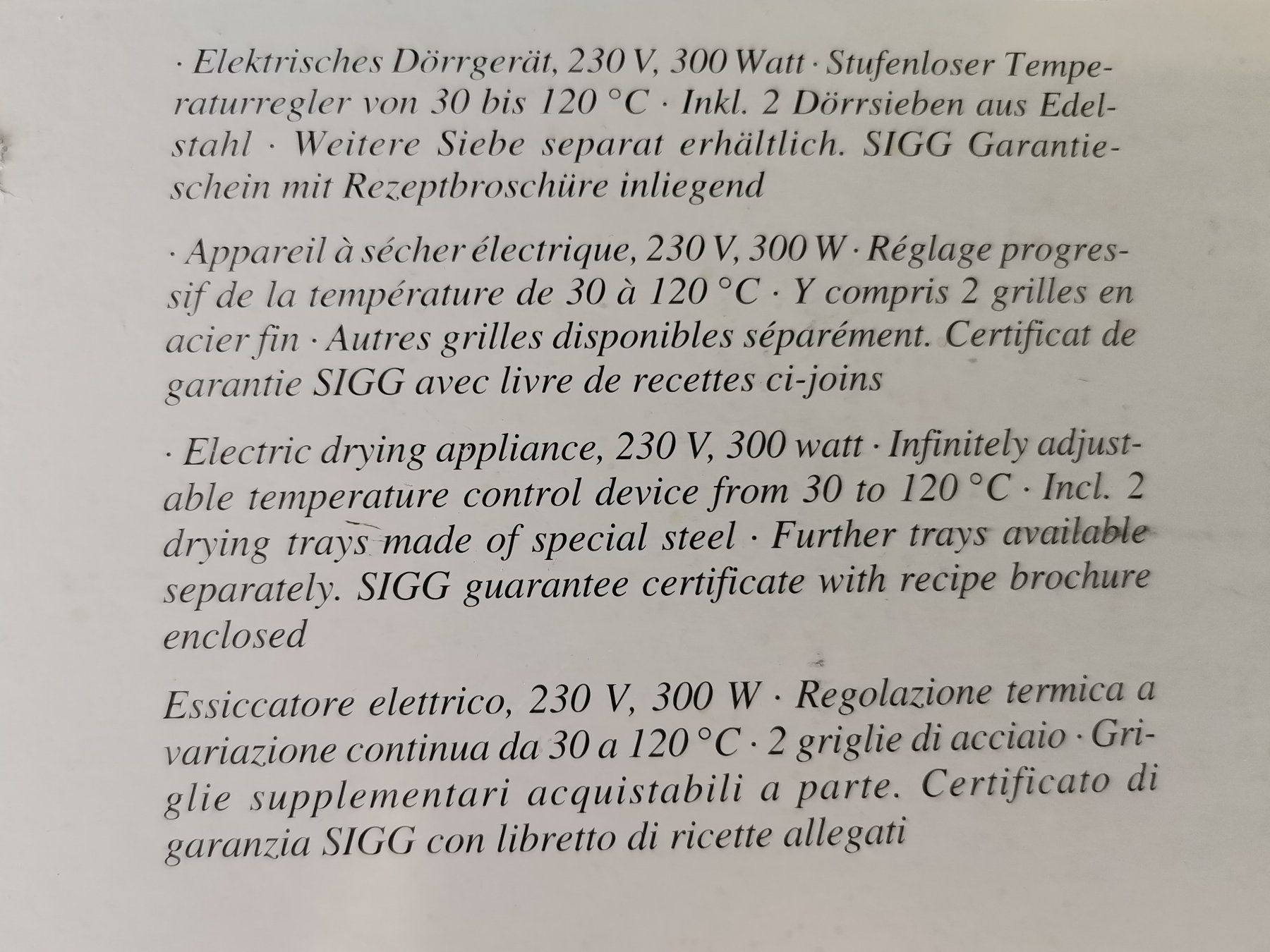 Sigg Küchengeräte: SIGG Dörrex Weiss – Gebraucht aus Schaffhausen von Restwert_SH 6