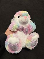 Süsser, bunter Plüschhase mit Schleife - Kuscheltier!