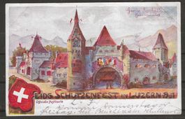 1901 : AK Eidg. Schützenfest - Ersttag mit Vignette !