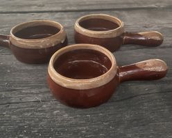 3-teiliges Set Vintage Keramik Caquelons
