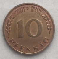 Währung Deutschland - 10 Pfennig 1949 vz, Selten "D"