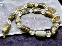 Geschenkidee: Labradorit-Halskette, Edelstein, Vintage