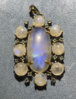 Moonstone & Topazes Medallion Black SS925 14k Gold Vermeil