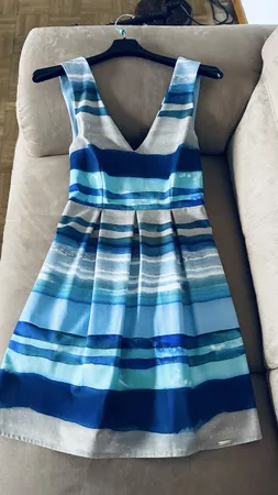 Vestito Rinascimento righe blu azzurro taglia M
