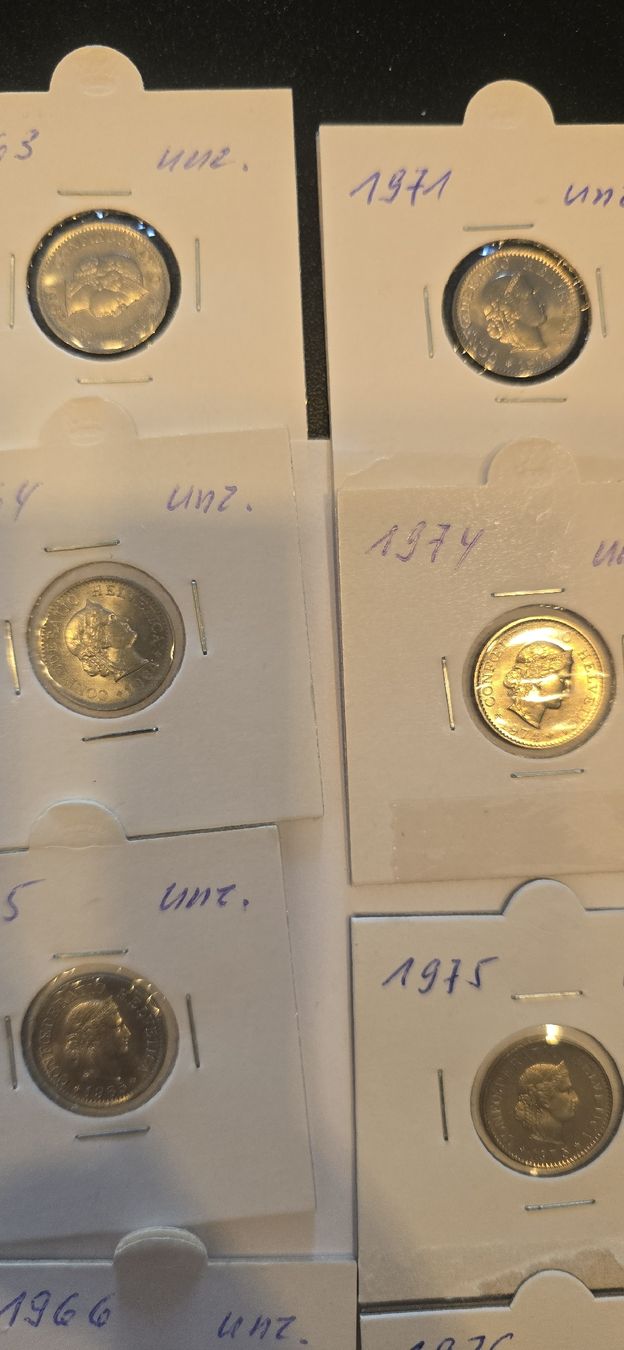 Alle Münzen: collection complete 5cts 1963 à 2014 UNZ – Neu (gemäss Beschreibung) aus Fribourg von yan_z5fr 1