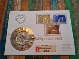 1983 Silber Münzbrief Weihnachten Liechtenstein