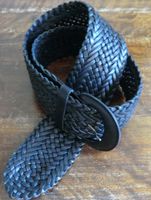 NAVYBOOT Large ceinture noire en cuir tressé