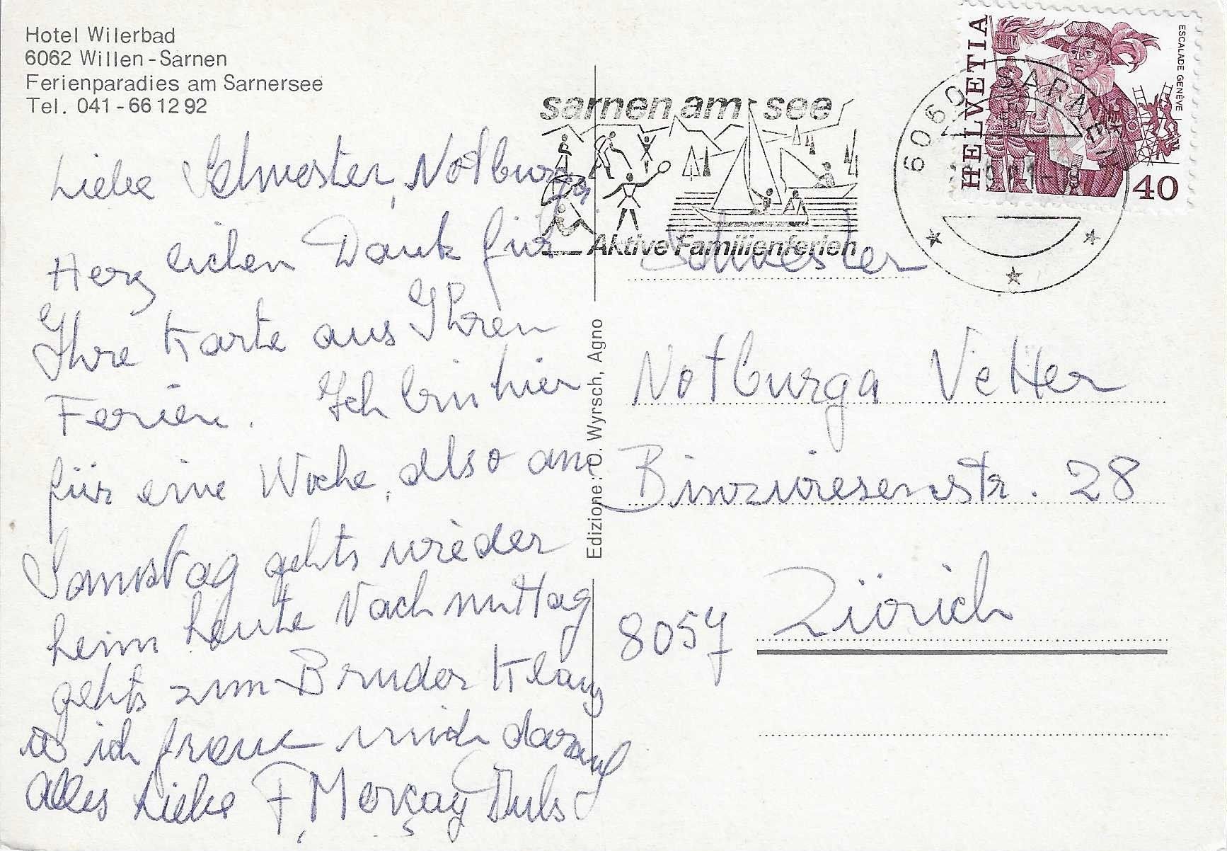 Cartes postales: Hotel Wilerbad Willen-Sarnen OW – D'occasion à Rothrist par Stranglehold 1