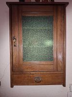 Wandschrank Holz mit Glastür Schublade Vintage Dekor