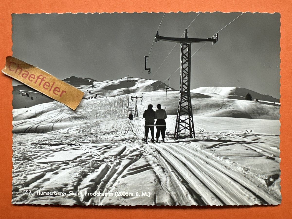 Cartoline postali: Alte Ansichtskarte Flumserberg Skilift Prodkamm – Usato da Zürich venduto da Chaeffeler