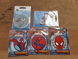 Stoff-Stickers 5 Stk. im Lot! Spider-Man Cross-Motorrad!
