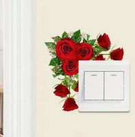 LICHTSCHALTER-/WAND DEKO AUFKLEBER *ROTES ROSENMUSTER* NEU