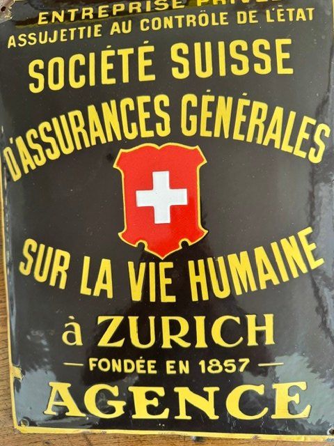 Schilder: EMAILSCHUILD PLAQUE EMAILLE ASSURANCES SUISSE – Gebraucht aus Davesco-Soragno von kappas 3