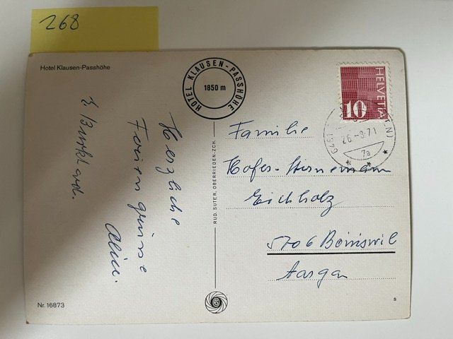 Cartes postales: Ansichtskarte Klausenpasshöhe Hotel 1950 m, 1971 – D'occasion à Niederwil AG par dahu75 1