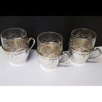 3 Teeglashalter versilbert inkl. Gläser