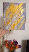 Abstraktes Acrylbild auf Leinwand lila gold 25x30cm