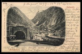 AK Göschenen, Tunnelportal und Bahnhof
