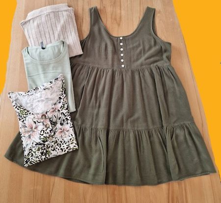 ❣️KLEIDERPAKET, HÄNGERCHEN KLEID, JACKE, 2 SHIRTS, GR. 40/42