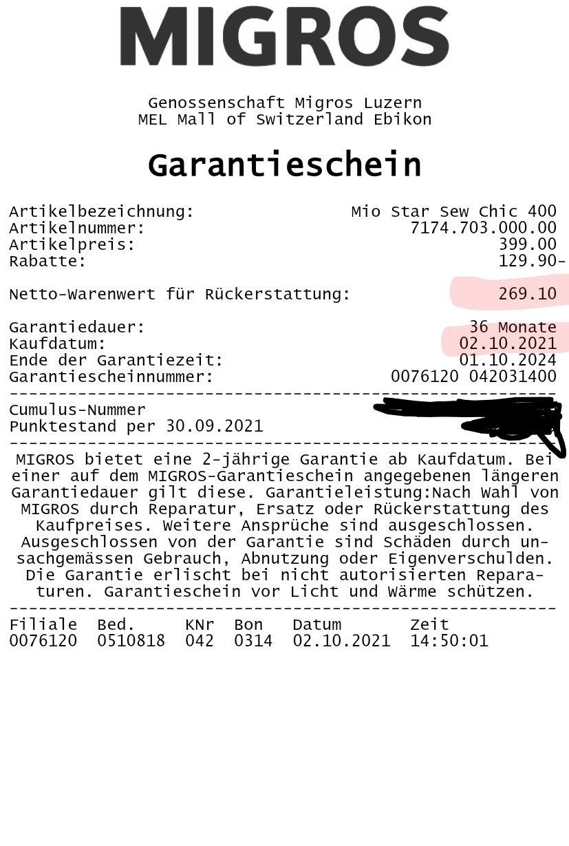 Mio Star Nähmaschinen: Nähmaschine Mio Star – Gebraucht aus Ebikon von Niederdorf01 2