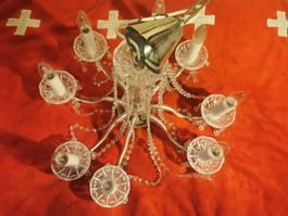 Rustikaler Glas Kronleuter mit Glasgirlanden