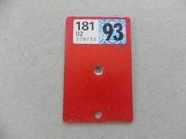 CH Velonummer Velo Nummer 1993 Geschenk Jahr 93 BE Vignette