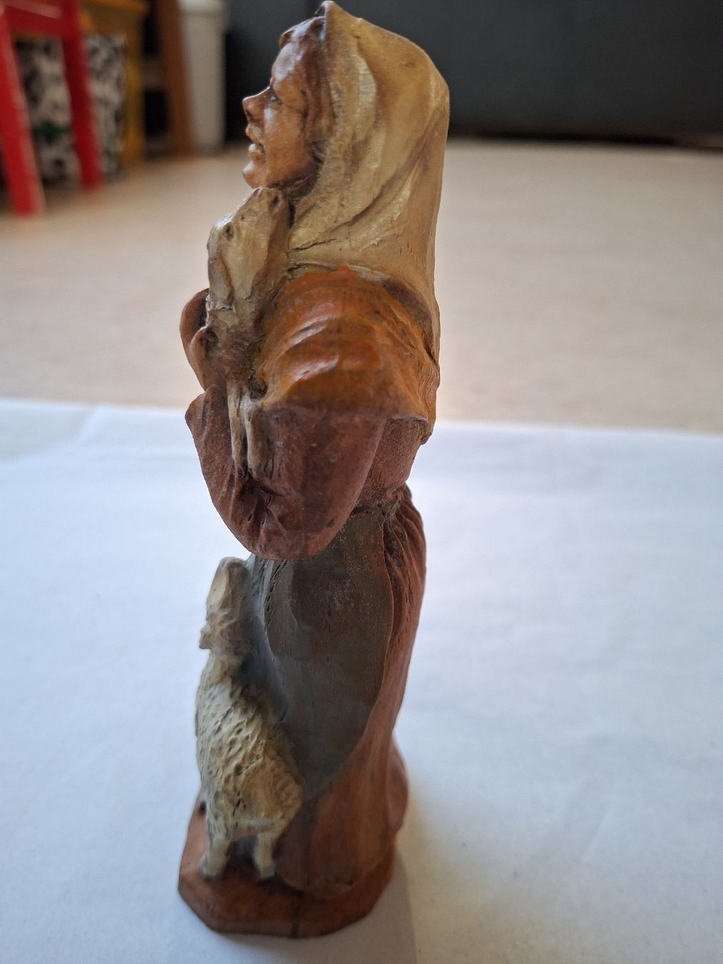 Figuren: Krippefigur Frau mit Lamm handgeschnitzt ca. 18 cm – Gebraucht aus Klingnau von vollmond36 1