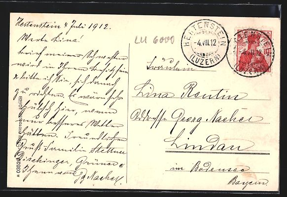 Cartoline postali: Hertenstein, Hotel Pension Hertenstein – Usato da Berlin venduto da bartko-reher 1