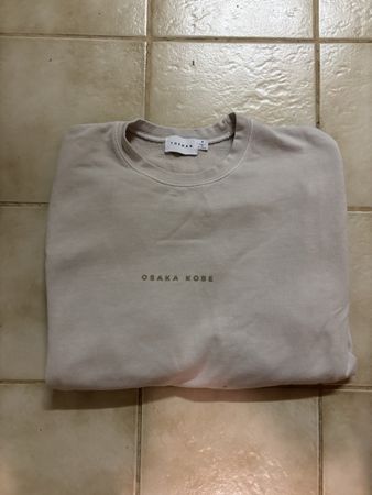 Topman Pullover beige Grösse M Osaka Kobe mit Druck
