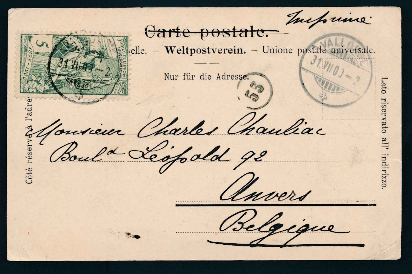 Cartoline postali: AK: Vallorbe – Usato da Bonau venduto da Profila3 1