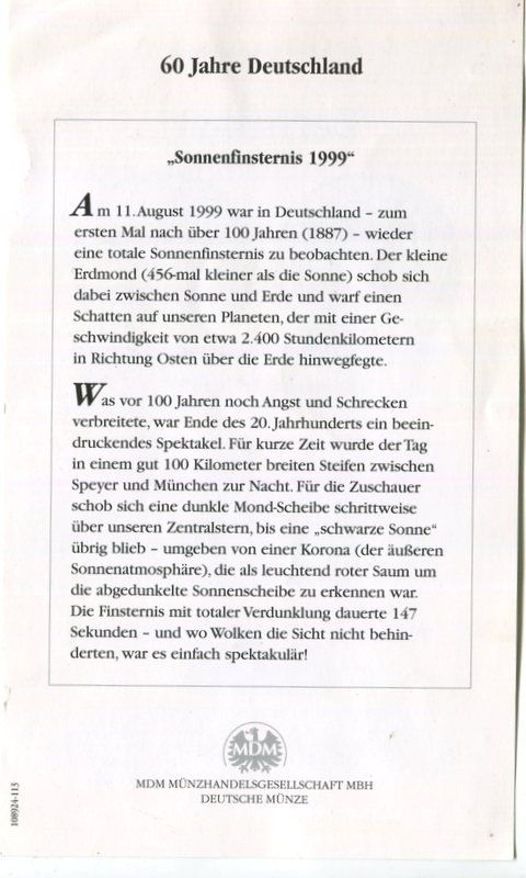 Medaglie: Silbermedaille - Sonnenfinsternis 1999 – Nuovo e nell'imballaggio originale da Basel venduto da Butsch5 3