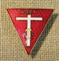 N733 - Brosche Religion AGEN Kreuz NIP Krone