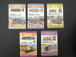 Union Island Lot mit Locomotives ungezähnt ** Luxus (C137)