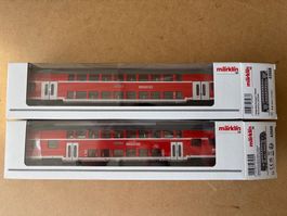 2x Märklin Doppelstock 43568 2 KL + 43569 Steurwagen