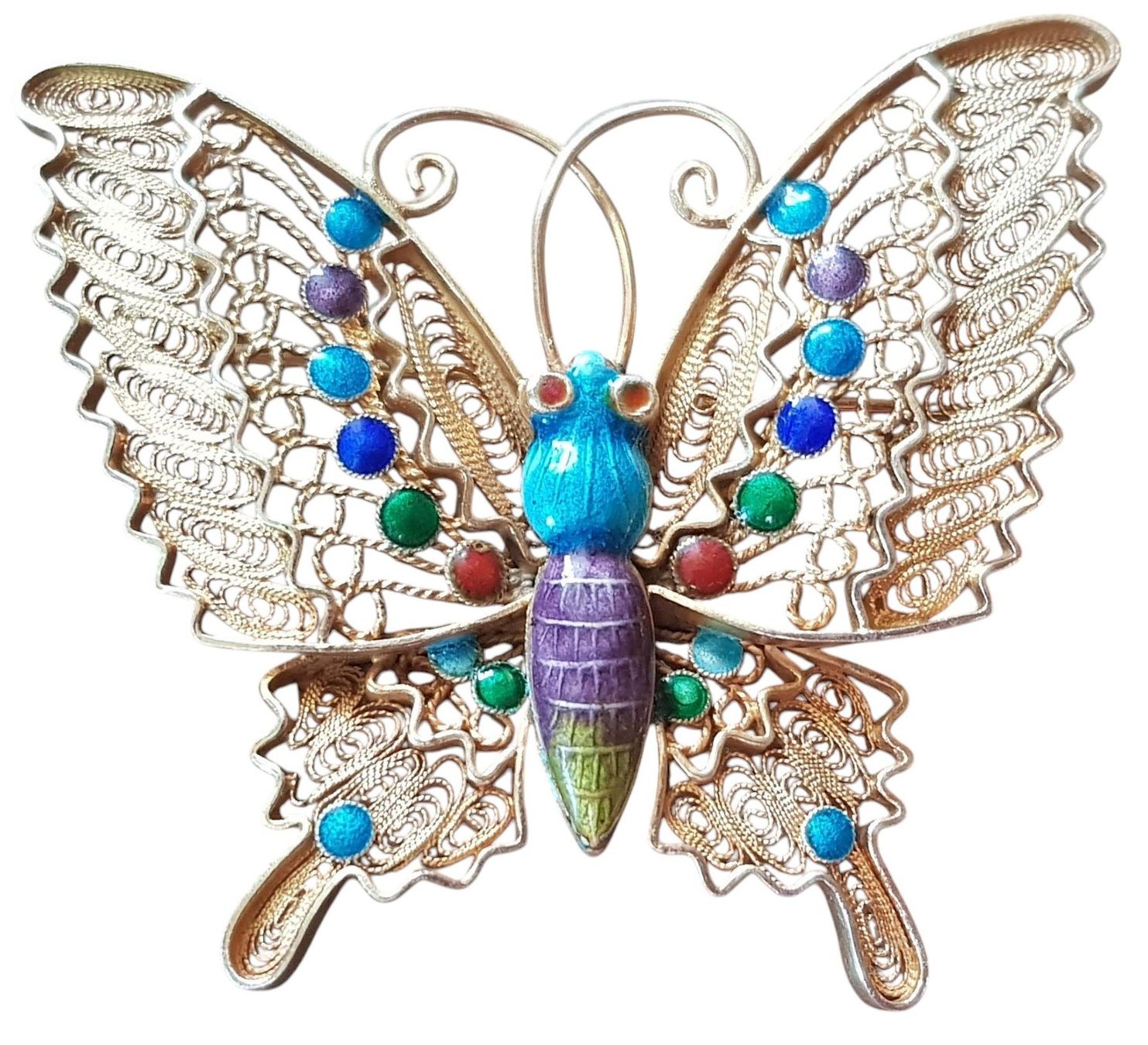 Spille & Fermagli: Brosche Schmetterling Silber vergoldet – Usato da Mörschwil venduto da wunderkiste44