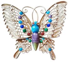 Brosche Schmetterling Silber vergoldet