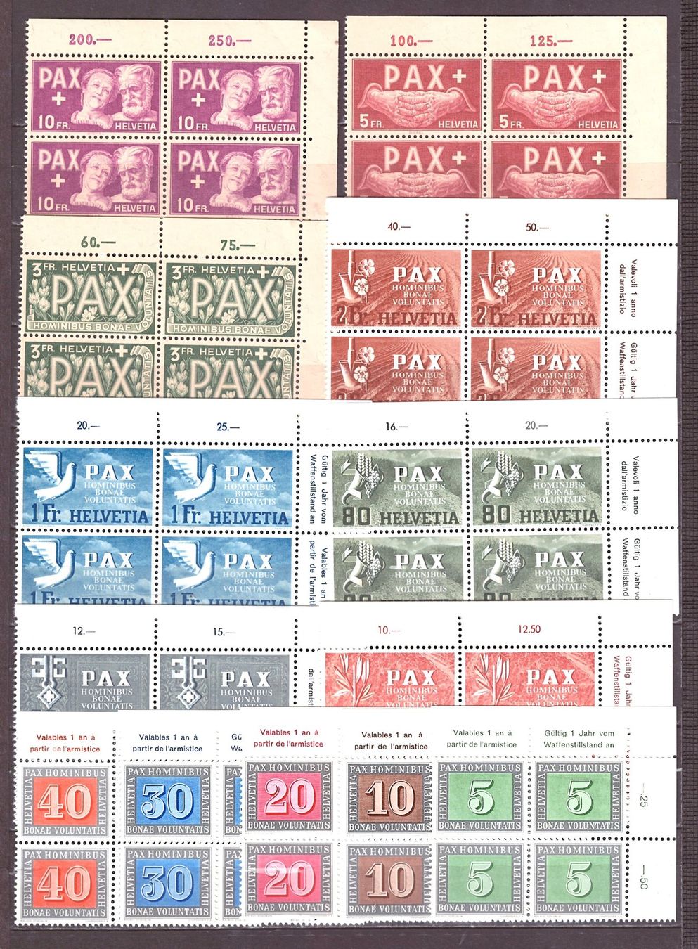 Alle Briefmarken: PAX VIERBLOCK SATZ MIT BOGENRAND POSTFRISCH – Neu (gemäss Beschreibung) aus Dübendorf von Piero2