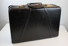 Vintage HIT Leder Aktenkoffer Schwarz mit Zahlenschlössern