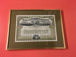 Aktie Historische Wertpapier, Eingerahmt, Hinter Glas.